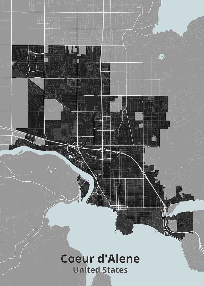 Minimalist Map of Coeur d'Alene