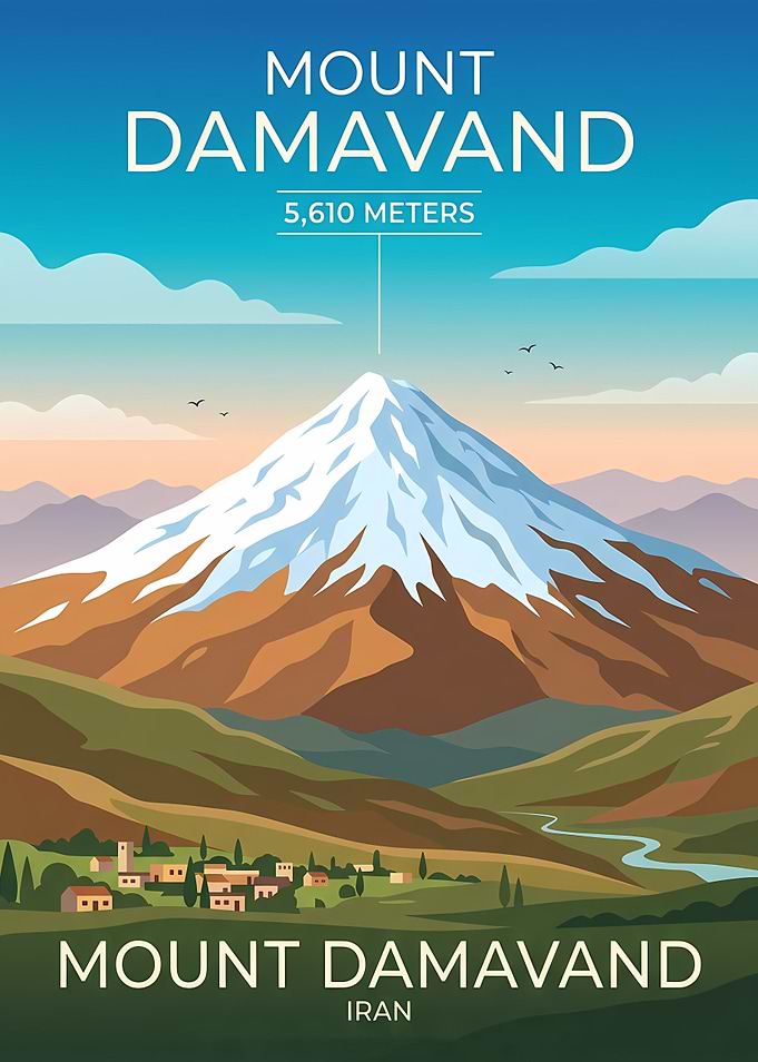 Mount Damavand Travel Poster