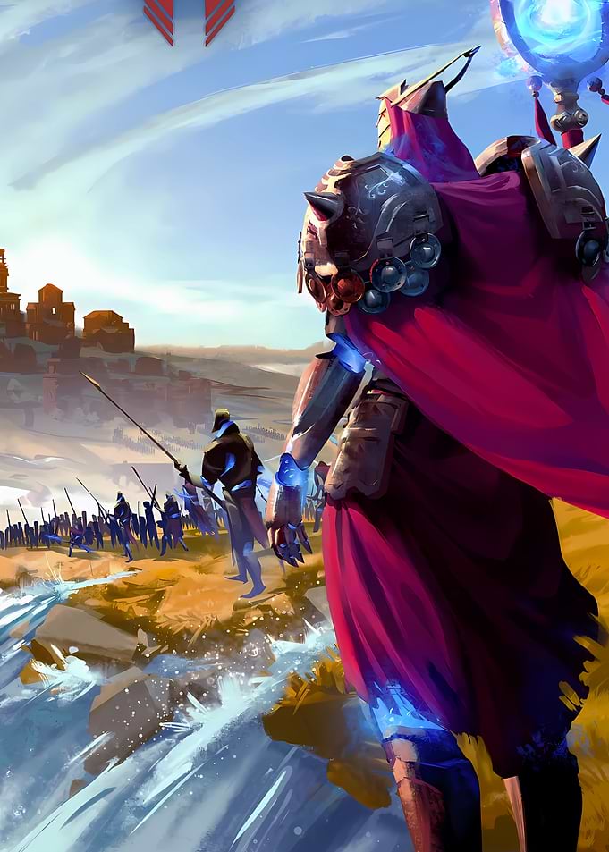 Fantasy Warrior Leading Army to Battle