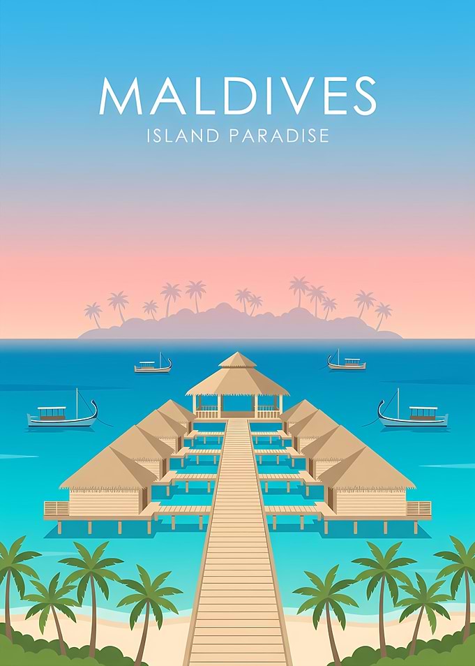 Maldives Island Paradise Travel Poster