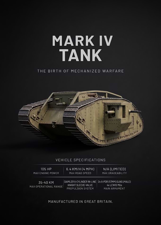 black background minimalism IV Tank Technical Poster