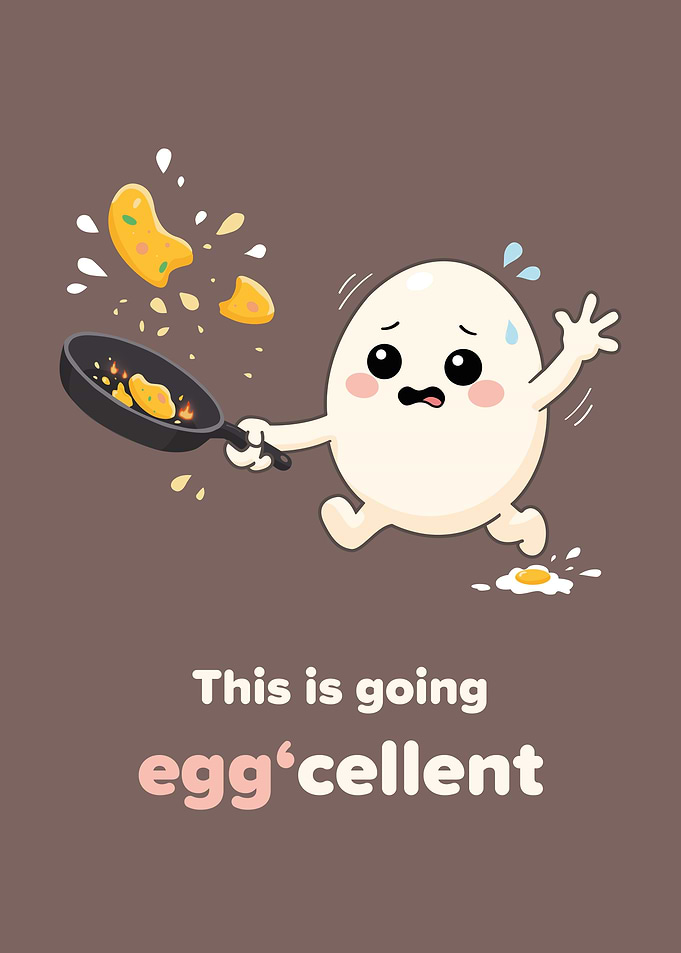 Funny Egg Cooking Cartoon Illustration