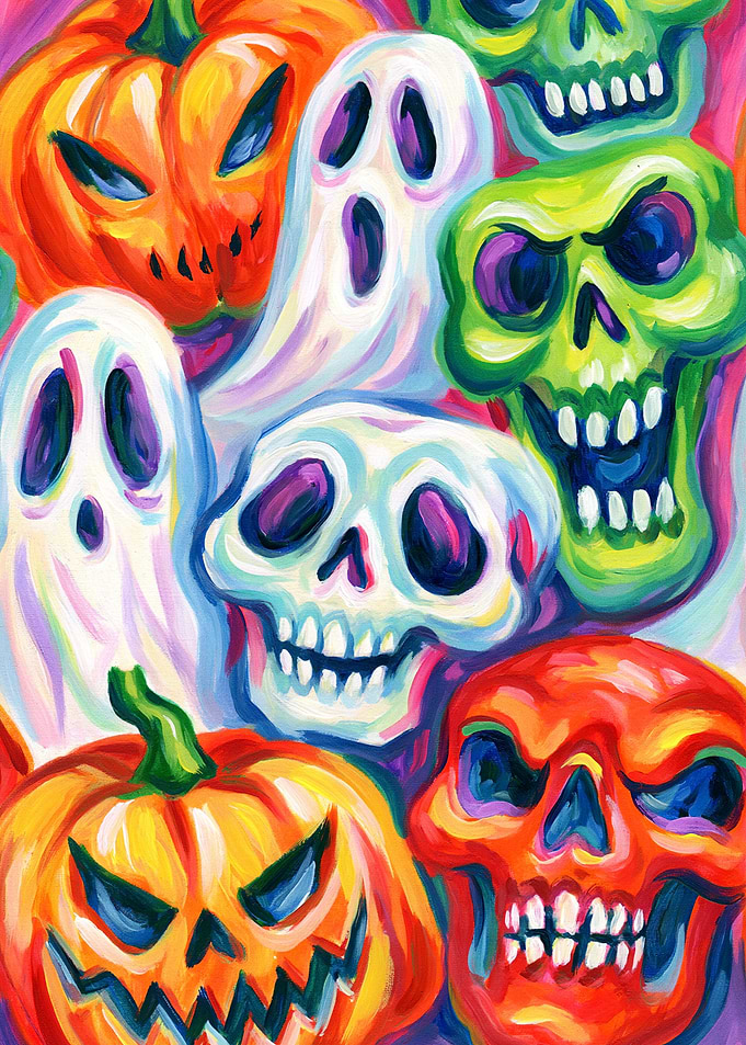 Vibrant Halloween Spooky Pattern