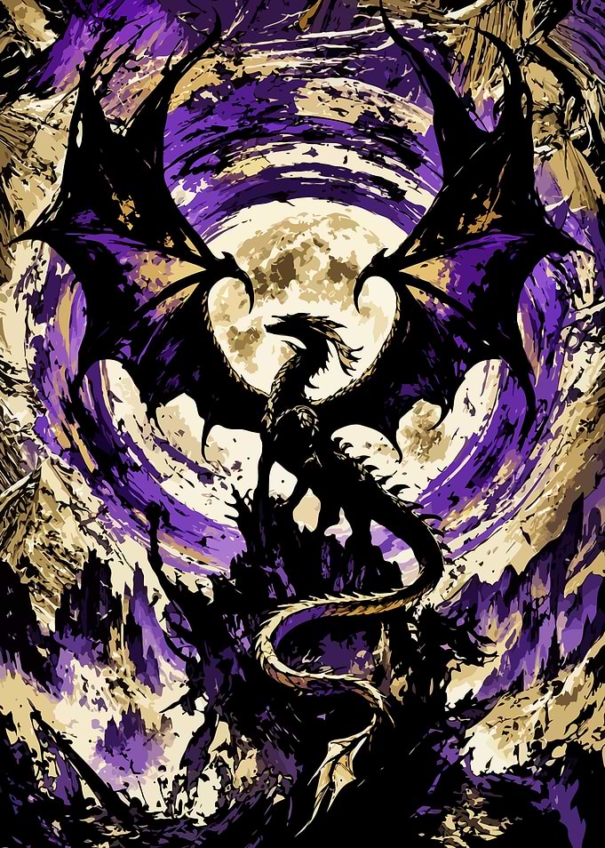 Shadow of the Violet Moon Dragon Art