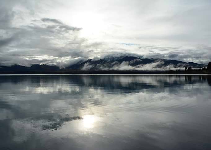 Misty Mountains Over Tekapo Lake