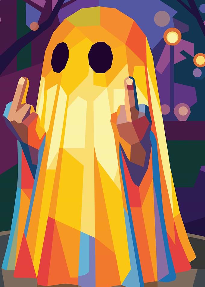 Low Poly Ghost Giving Middle Finger