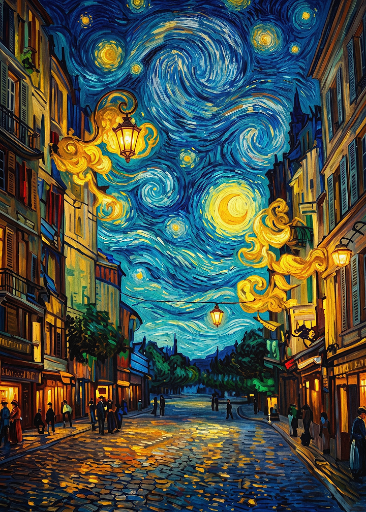 Starry Night Street Impressionist