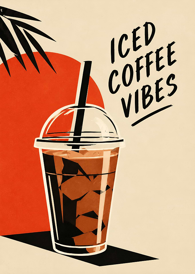 Iced Coffee Vibes Retro Poster