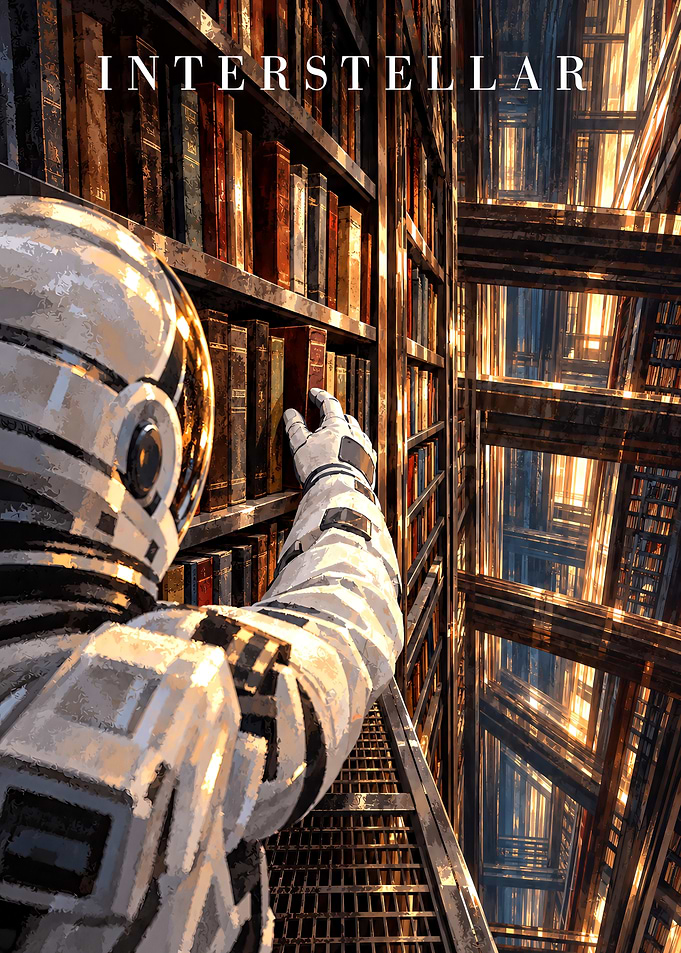Interstellar Tesseract Library Poster