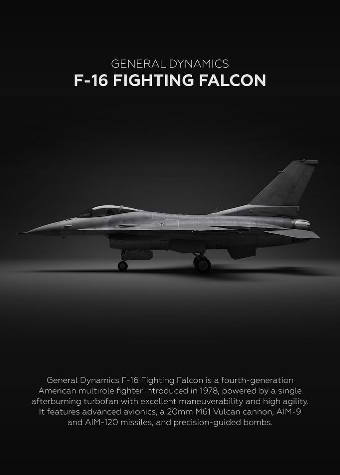 Side Profile General Dynamics F-16 Fighting Falcon