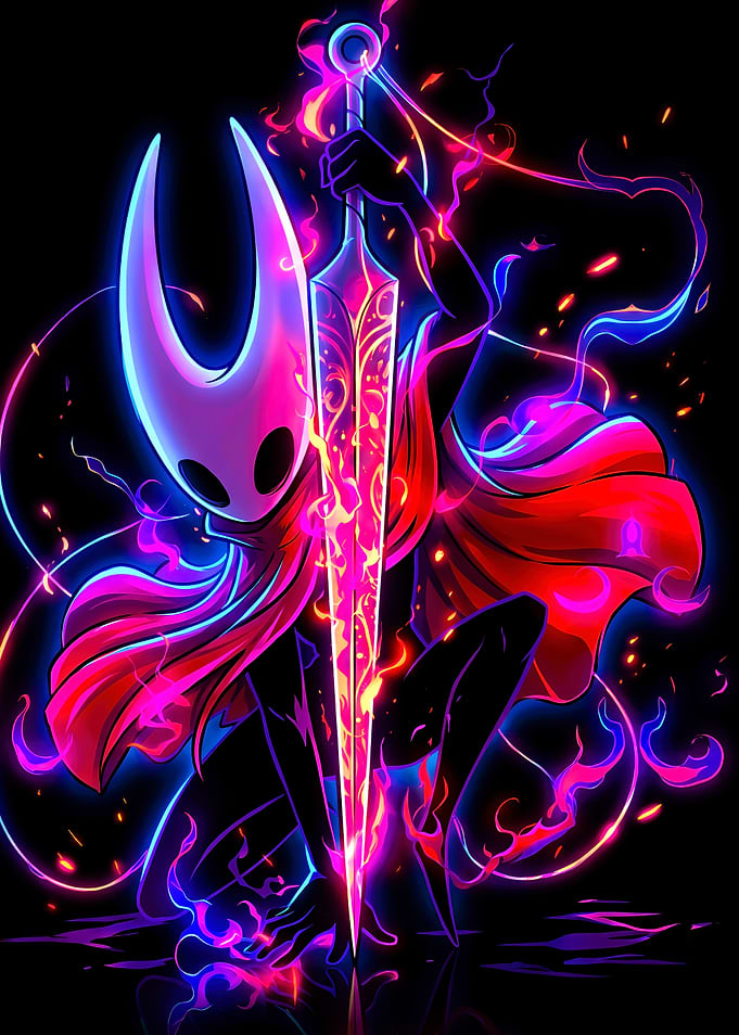 Hornet from Hollow Knight Neon Art