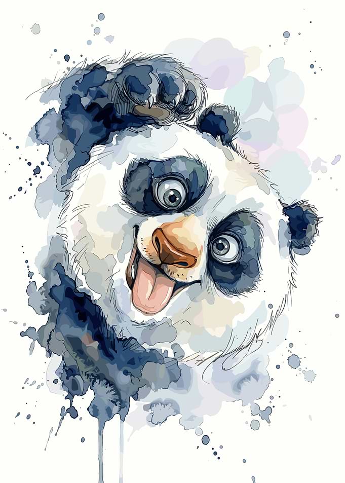 Playful Watercolor Panda Illustration