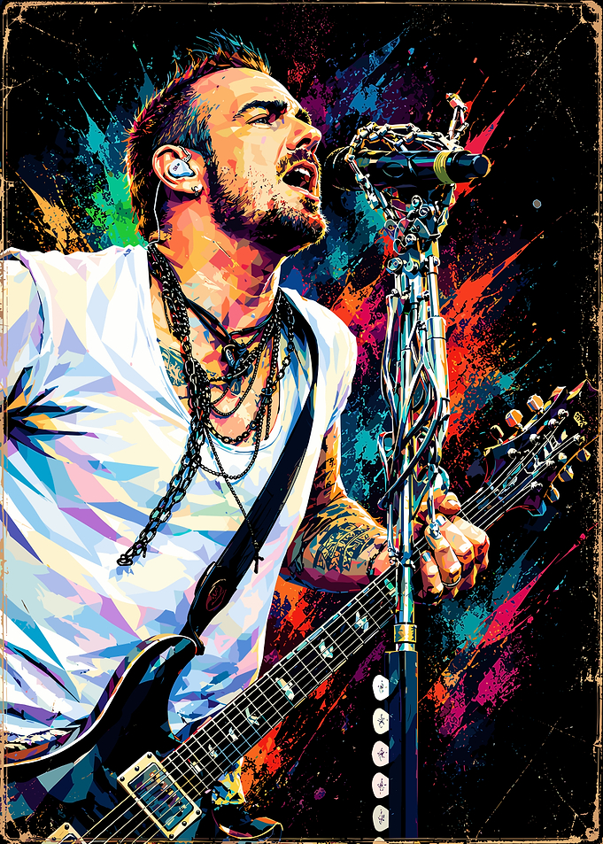 Rock Star Performing with Electric Guitar
