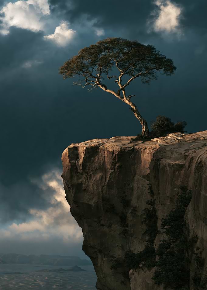 Solitary Tree on a Dramatic Cliff