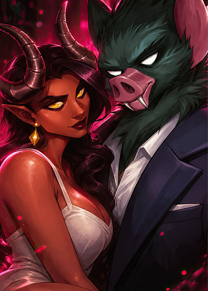 Demon Woman and Boar Man Portrait