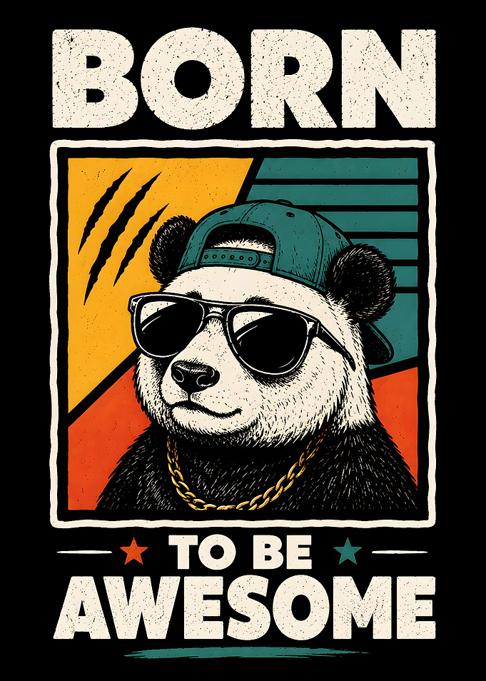 Born to Be Awesome - Cool Panda Poster