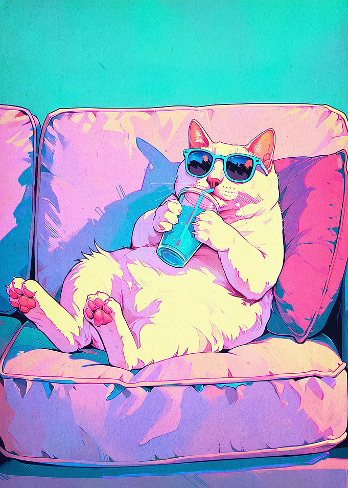 Cool Cat Chilling Retro Synthwave