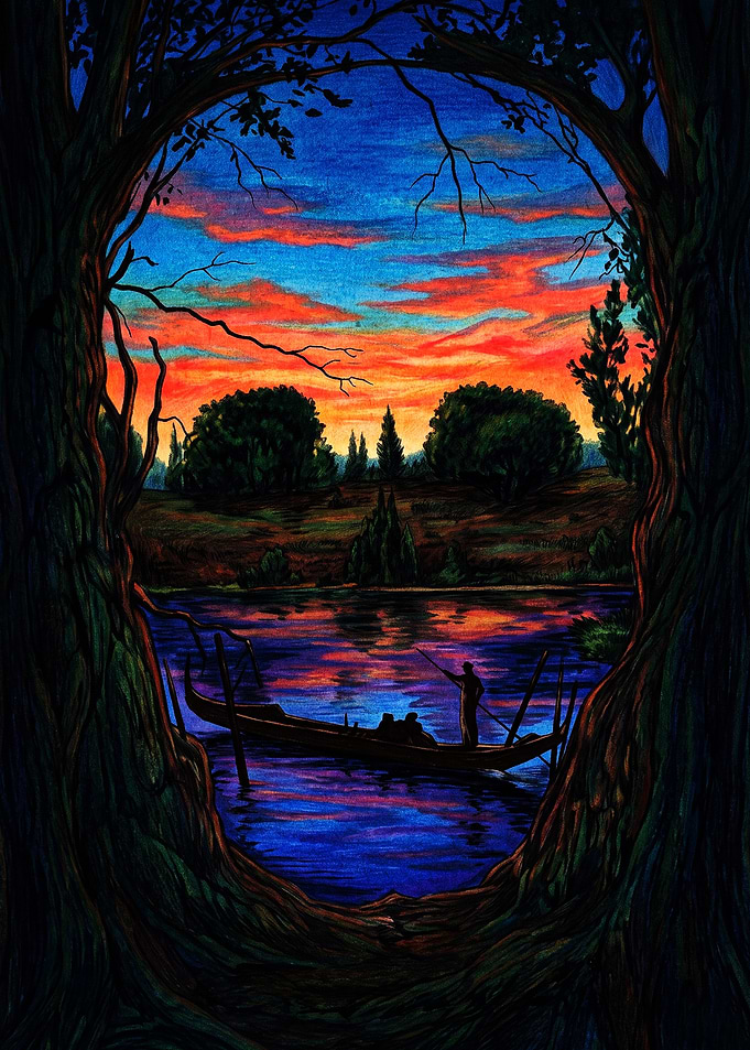Optical Illusion Skull Landscape Painting