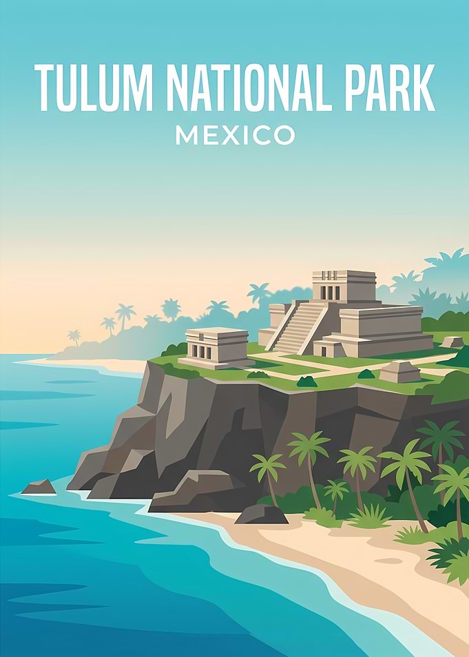 Tulum National Park Mexico Travel Poster