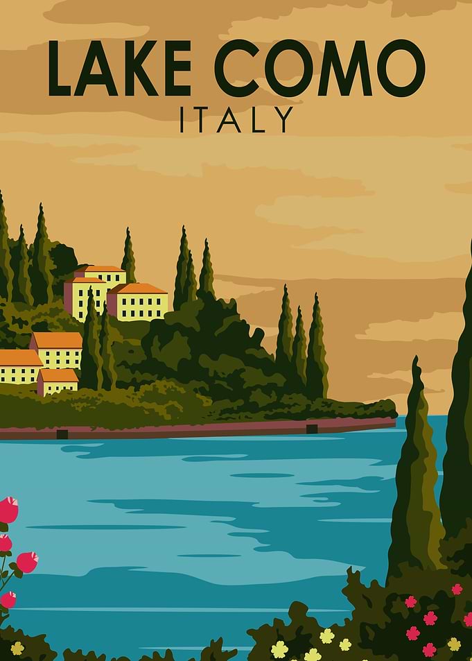 Vintage Lake Como Italy Travel Poster