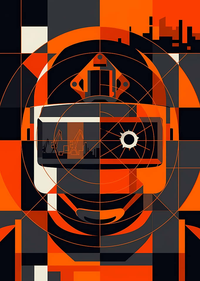 Abstract Geometric Daft Punk Portrait