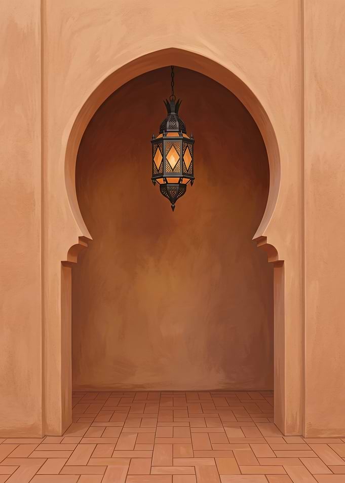 Moroccan Archway with Hanging Lantern
