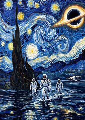 Interstellar Starry Night Painting Retro