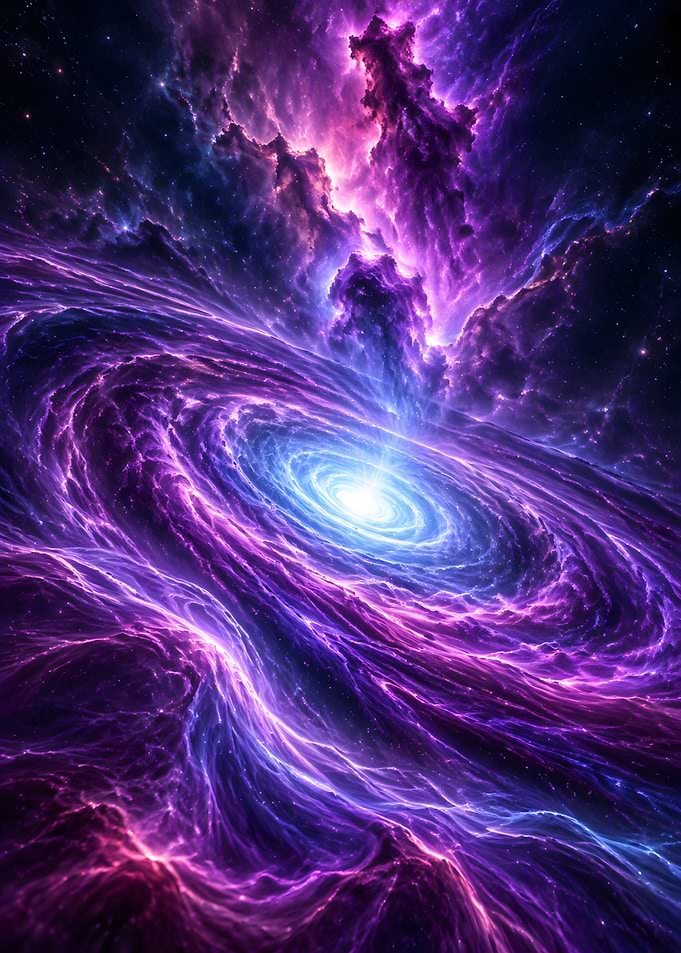 Vibrant Purple Spiral Galaxy Nebula