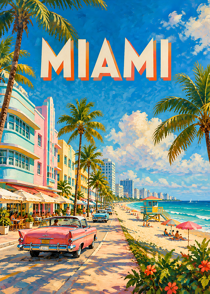 Vintage Miami Beach Travel Poster