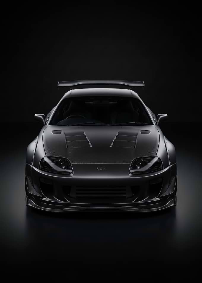 A sleek front profile black jdm car minimalist poster