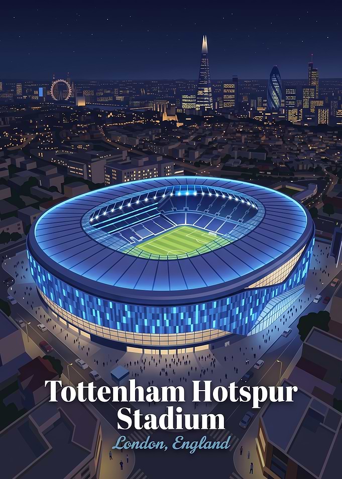 Tottenham Hotspur Stadium London Night Poster