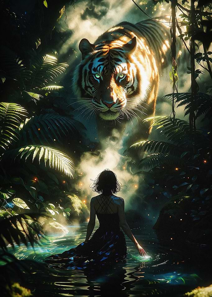 Tiger Jungle Fantasy Woman Art
