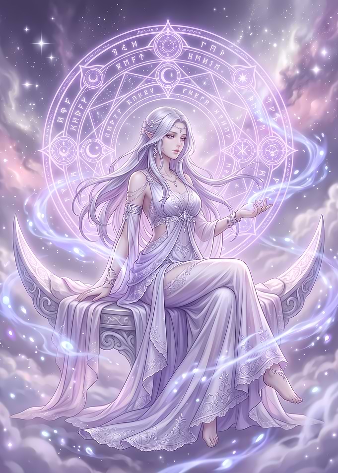 Ethereal Moon Goddess Fantasy Illustration