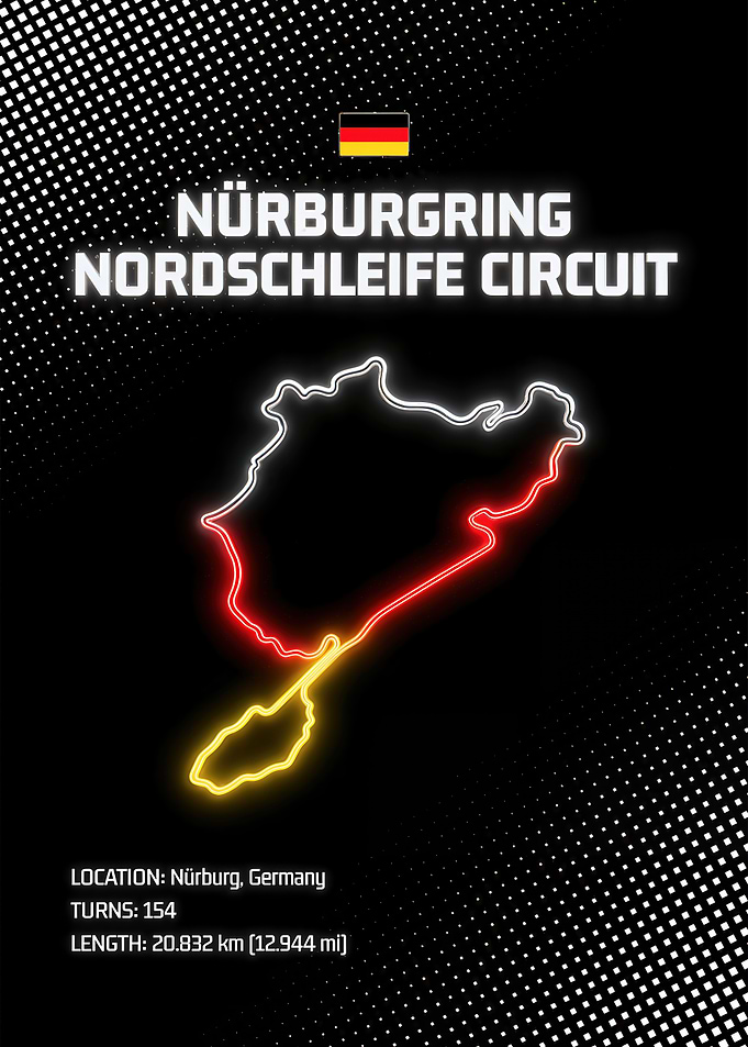 Nürburgring Nordschleife Circuit Neon Map