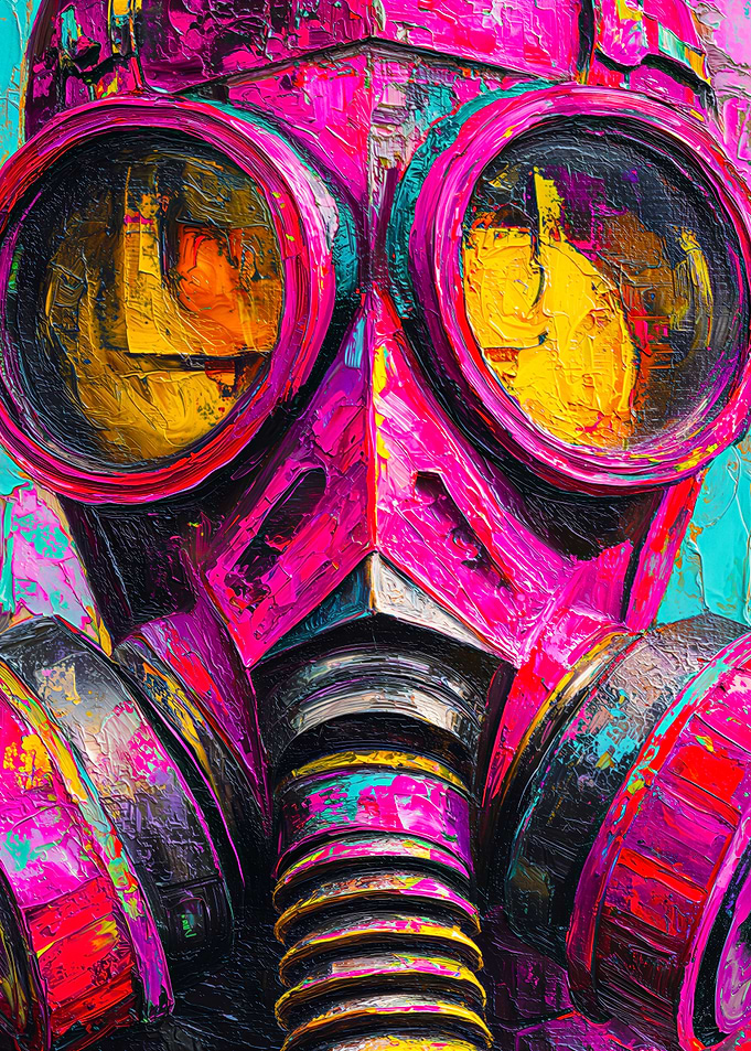 Neon Impasto Gas Mask in Electric Colors