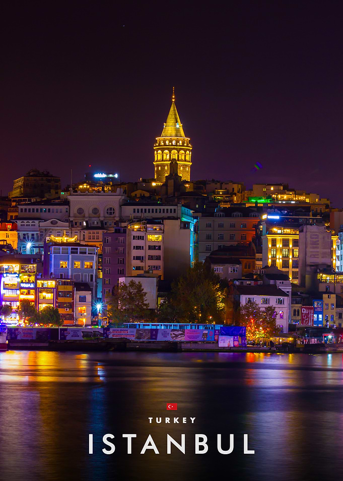 Galata Tower at Night in Istanbul