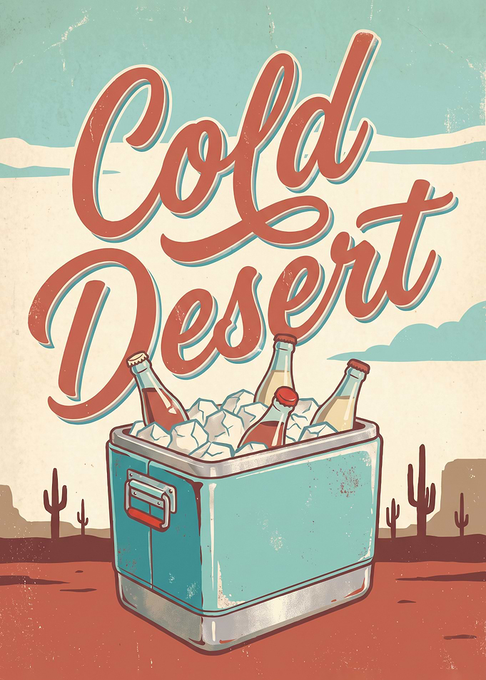 California Desert Vintage Wall Art, Retro Cold Desert Poster for Bar & Man Cave