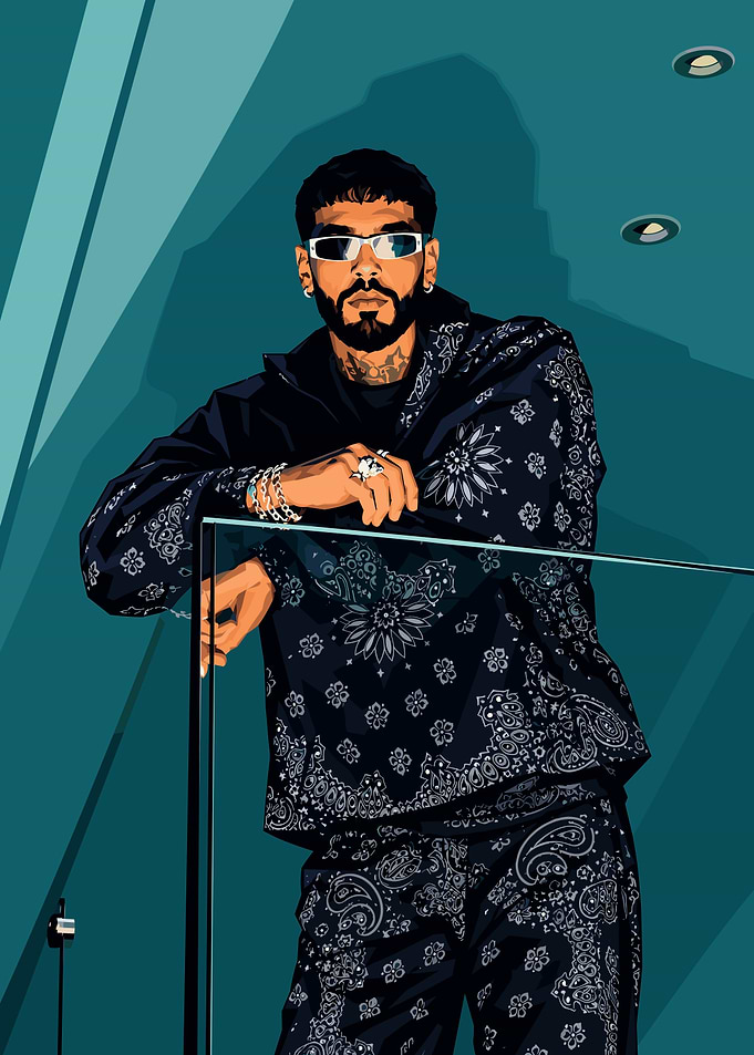 Anuel AA Digital Portrait Illustration
