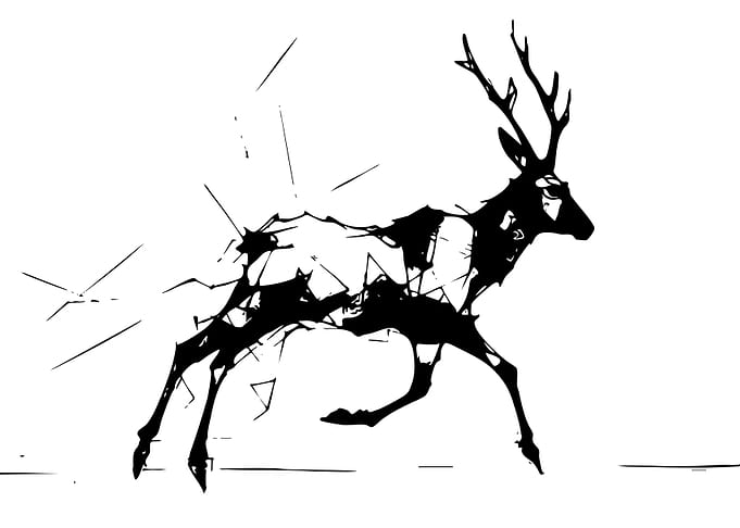 Abstract Geometric Running Deer Silhouette
