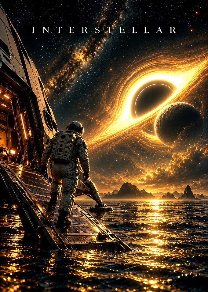 Interstellar Astronaut on Water Planet