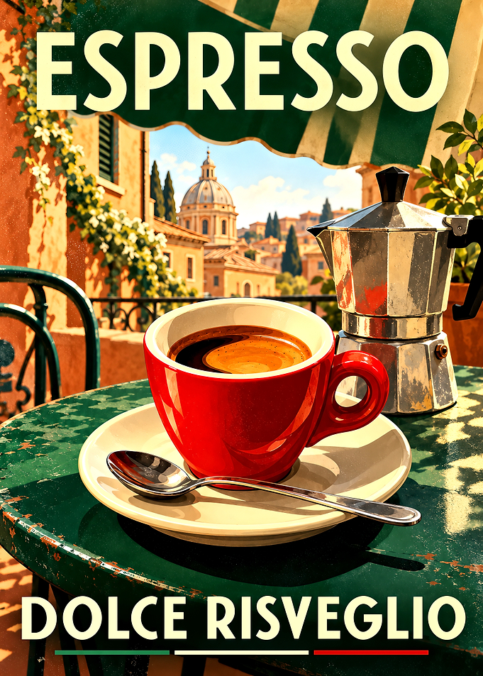 Italian Espresso Cafe Vintage Poster