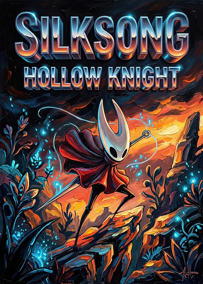 vibrant Hollow Knight Silksong Oil Painting