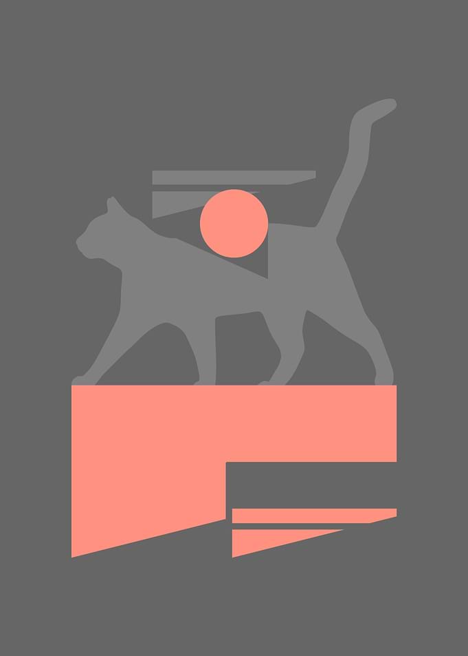 Minimalist Geometric Cat Illustration