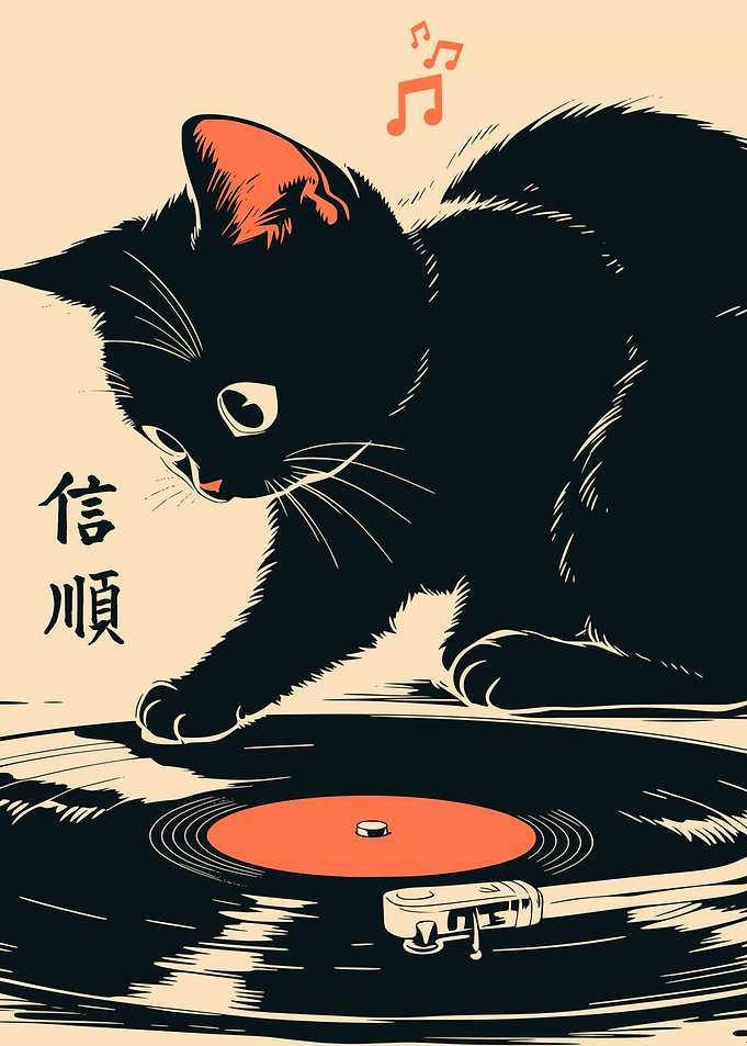 Audiophile Black Cat Vinyl Record Vintage