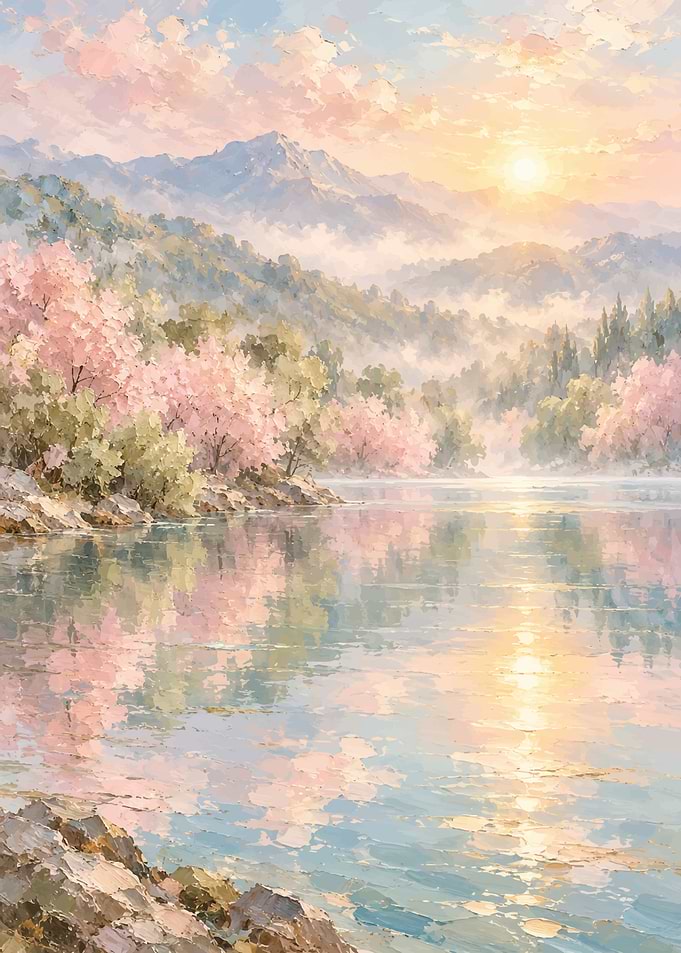 Serene Mountain Lake at Sunrise