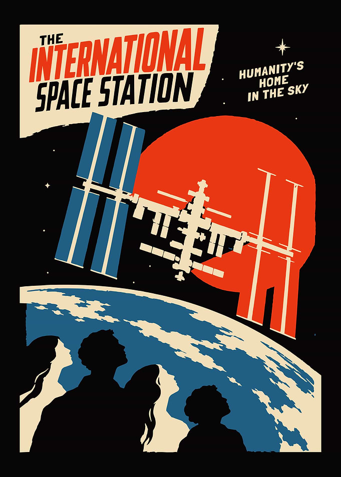 International Space Station Vintage Poster