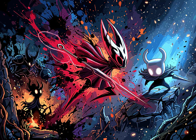 Hollow Knight Hornet and Knight Battle