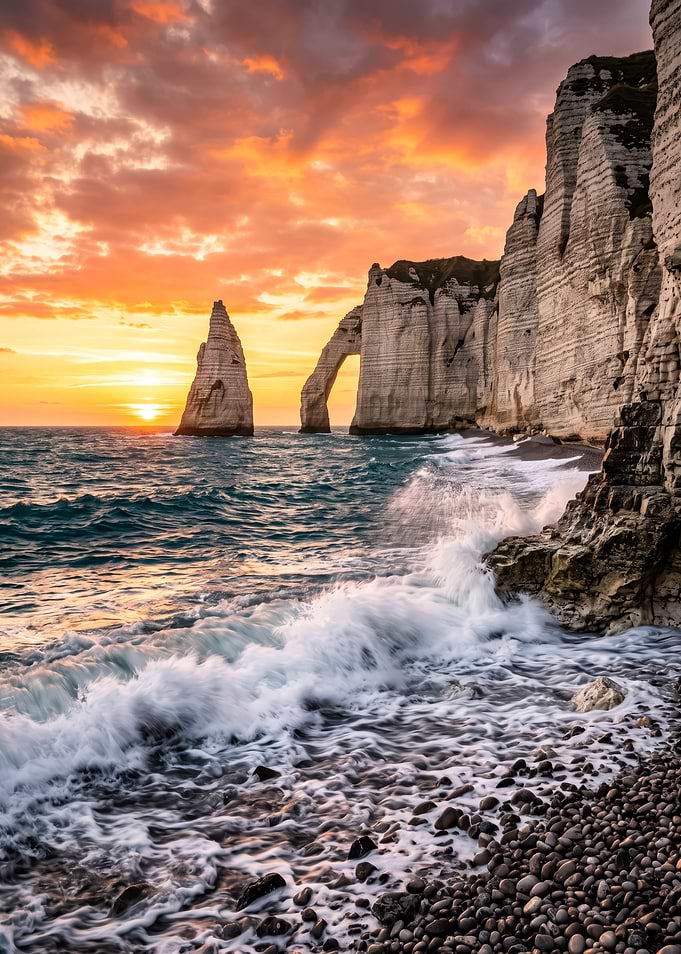 Etretat Cliffs at Sunset