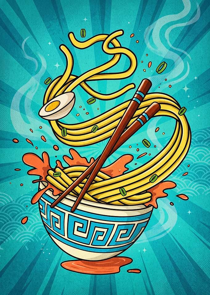 Ramen Noodles Bowl Pop Art Poster