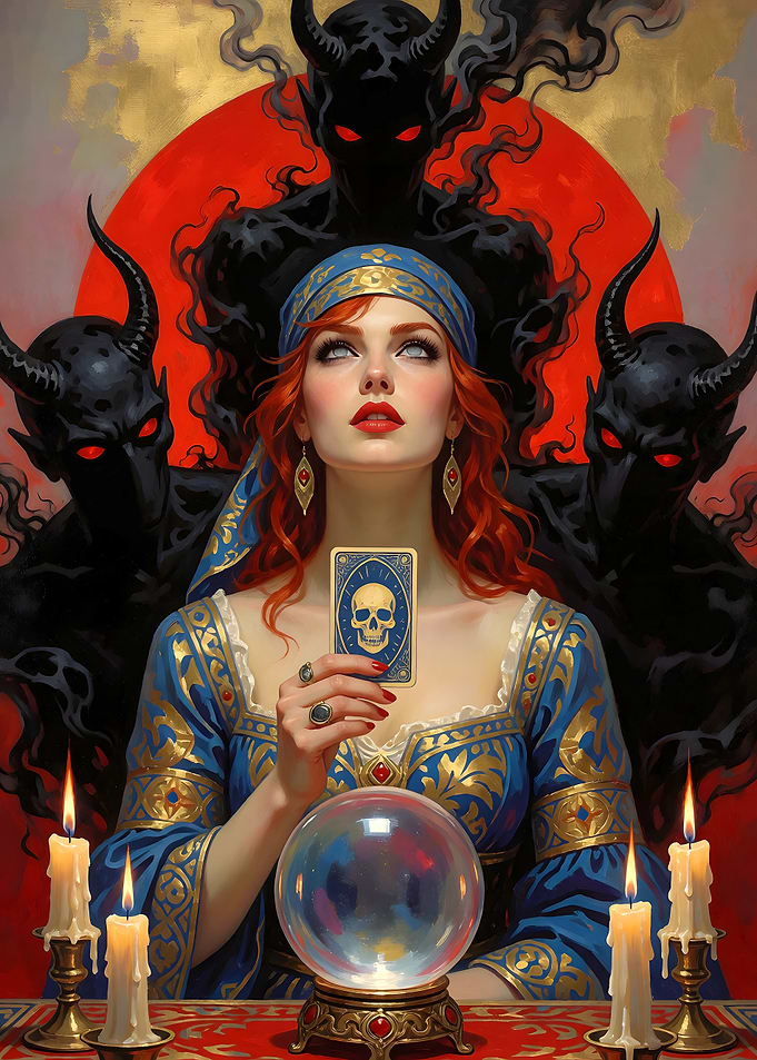 Fortune Teller with Dark Spirits